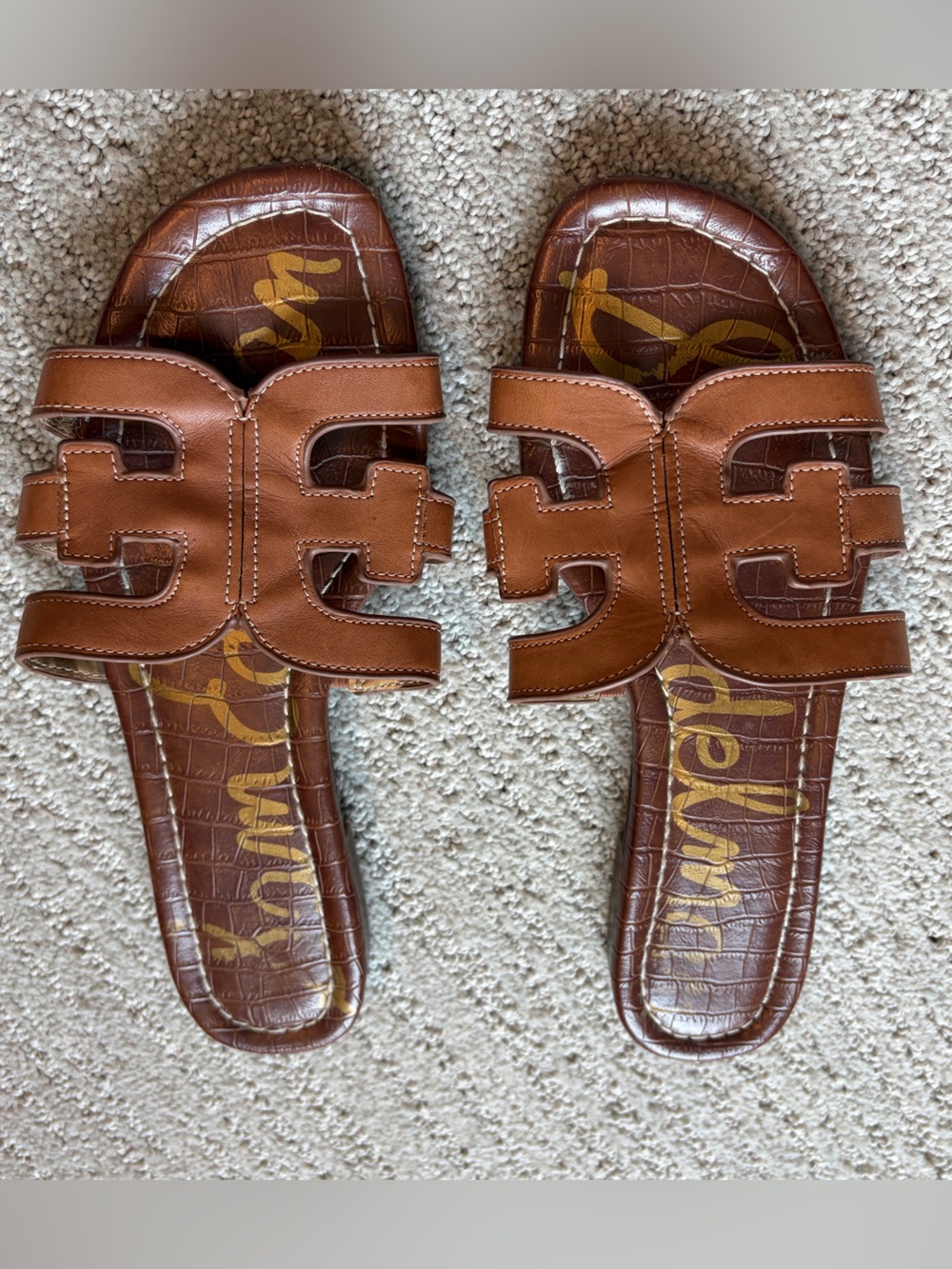 Sam Edelman Brown Leather Bay Slide Sandals size 8.5